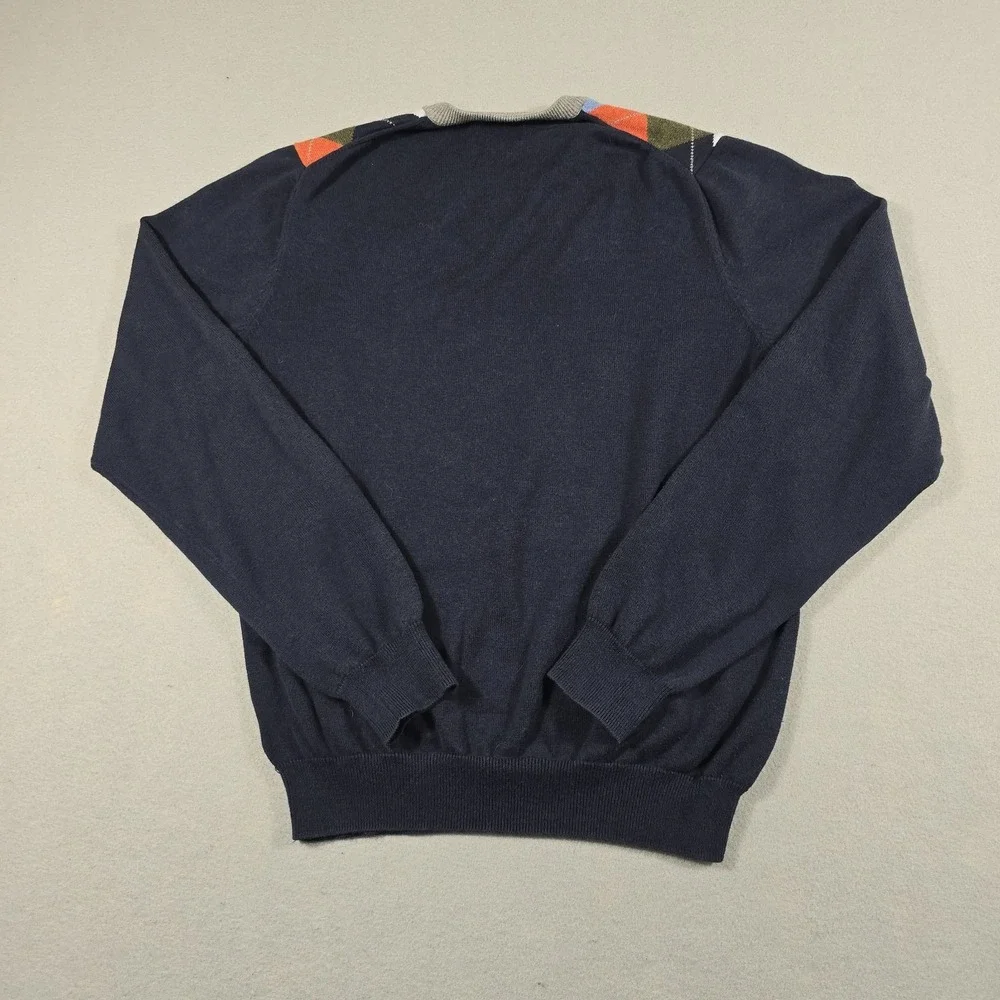 Brooks Brothers Mens‎ Small Blue Sweater Pullover Argyle Cotton Blend Crew Neck